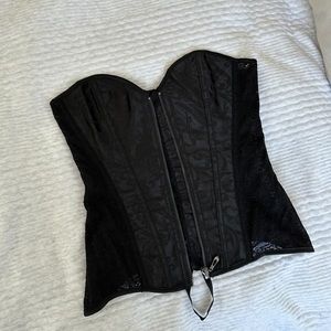 Black Zip Up / Adjustable Lace Corset